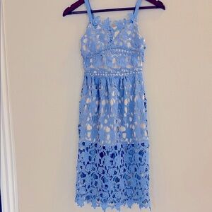 Charming Lace Midi Dress in Sky Blue